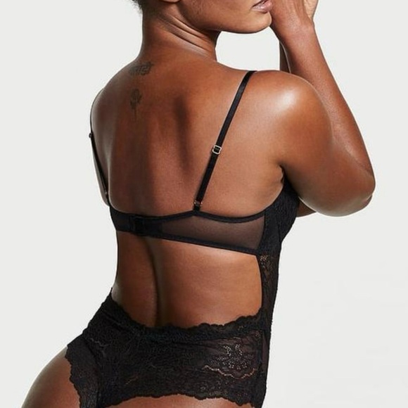 Victoria's Secret black lace wicked unlined balconette TEDDY Bodysuit XS NWT - Picture 14 of 15